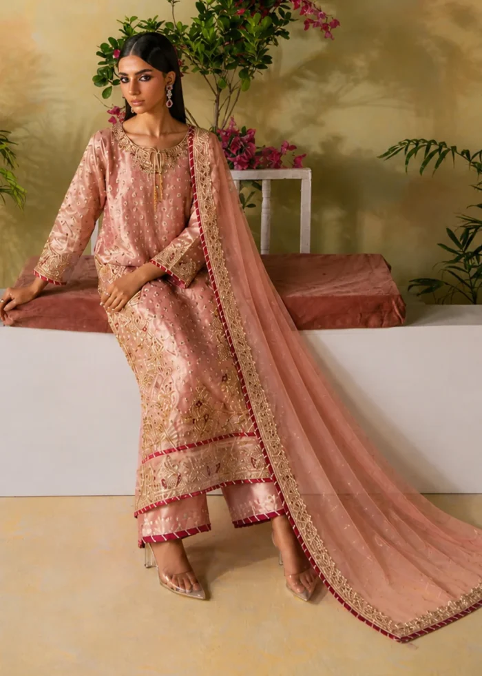 Haseens Official | 3 Piece Embroidered Straight kurta - Isra | Ready To Wear - Image 5