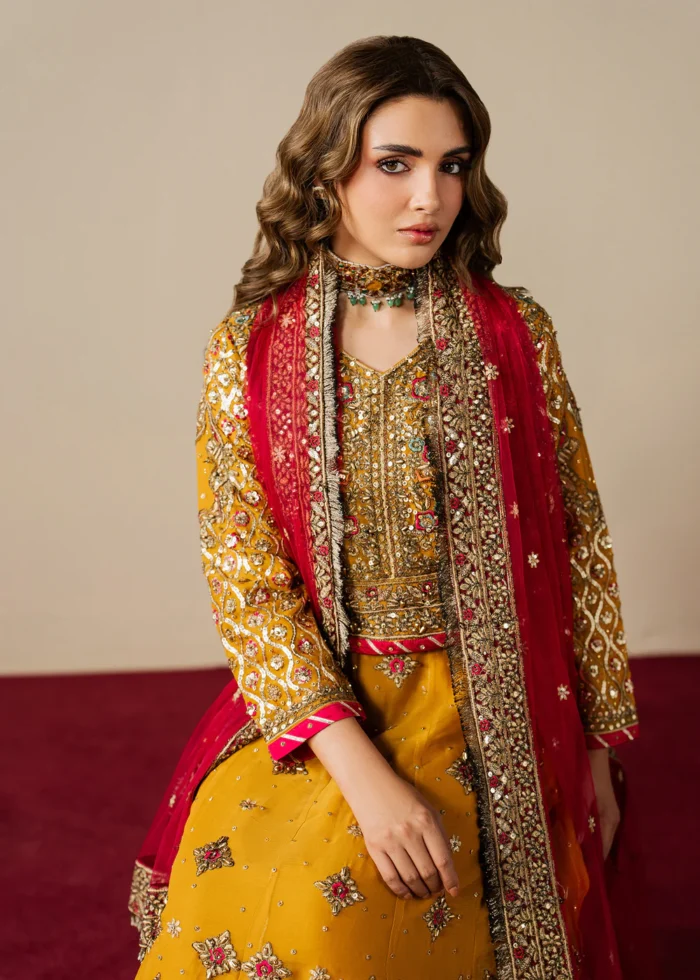 Haseens Official | 3 Piece Embroidered Flared lehenga  -  Mehrun | Ready To Wear - Image 3