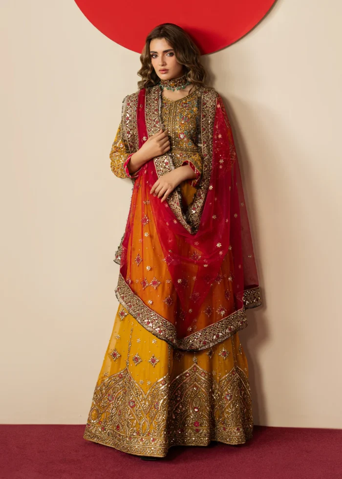 Haseens Official | 3 Piece Embroidered Flared lehenga  -  Mehrun | Ready To Wear - Image 4