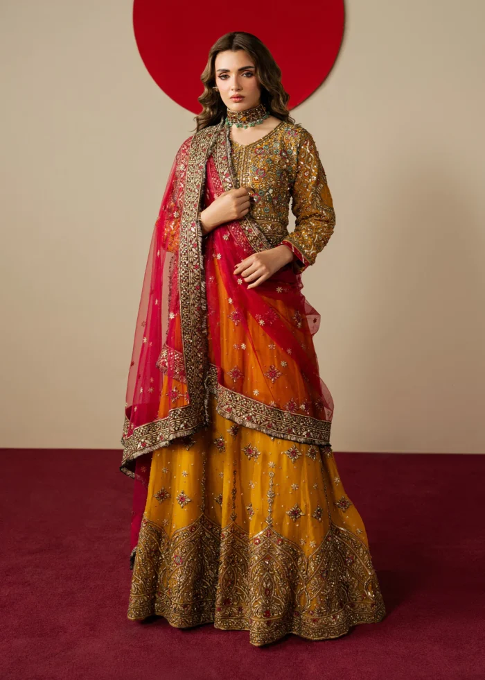 Haseens Official | 3 Piece Embroidered Flared lehenga  -  Mehrun | Ready To Wear - Image 5