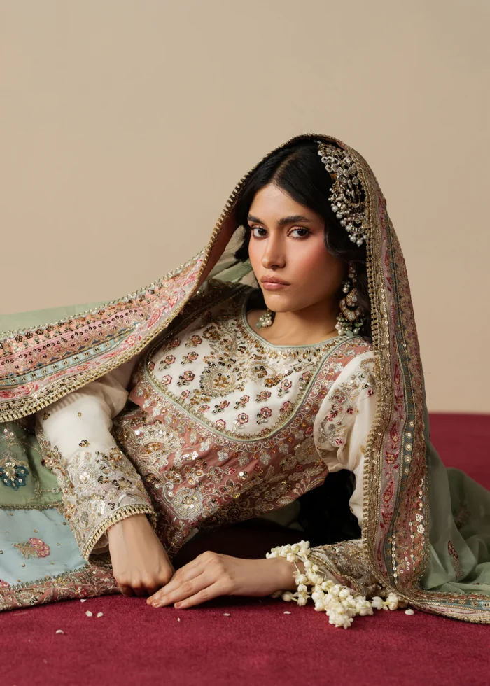 Haseens Official | 3 Piece Embroidered Flared maxi  - Shahzadi| Ready To Wear - Image 4