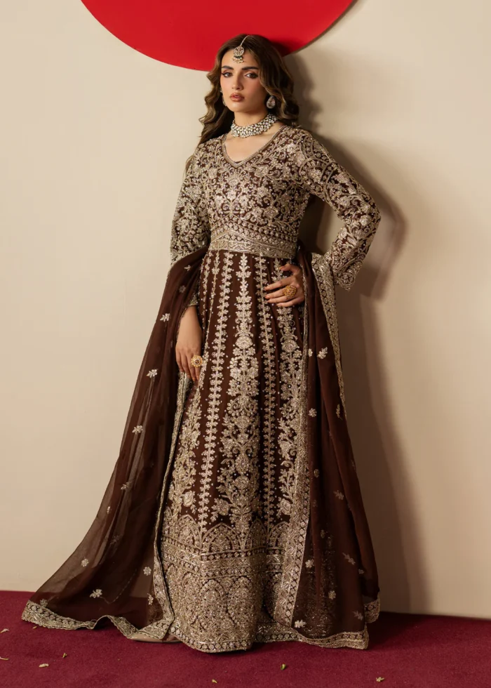 Haseens Official | 3 Piece Embroidered Flared maxi  - Afsheen | Ready To Wear - Image 2