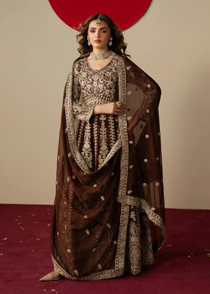 Haseens Official | 3 Piece Embroidered Flared maxi  - Afsheen | Ready To Wear - Image 3