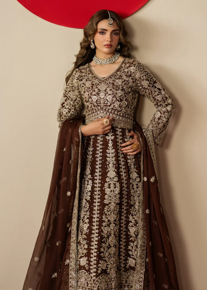 Haseens Official | 3 Piece Embroidered Flared maxi  - Afsheen | Ready To Wear - Image 4