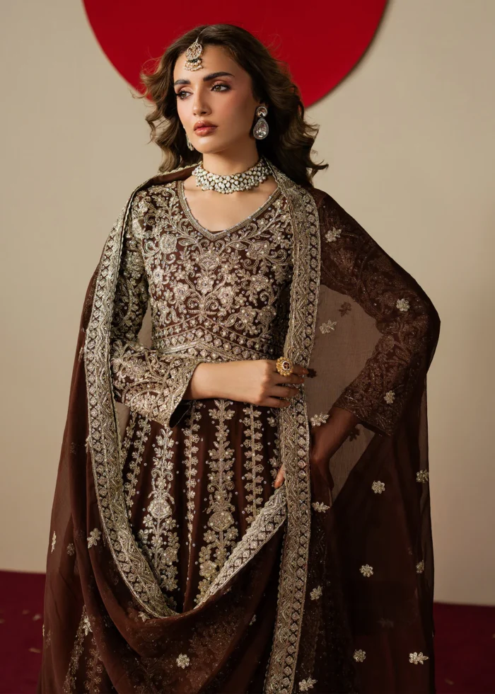 Haseens Official | 3 Piece Embroidered Flared maxi  - Afsheen | Ready To Wear - Image 6