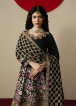 Haseens Official | 3 Piece Embroidered Flared maxi  - Gulrang | Ready To Wear - Image 2