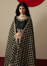 Haseens Official | 3 Piece Embroidered Flared maxi  - Gulrang | Ready To Wear - Image 4