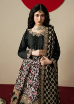 Haseens Official | 3 Piece Embroidered Flared maxi  - Gulrang | Ready To Wear - Image 5