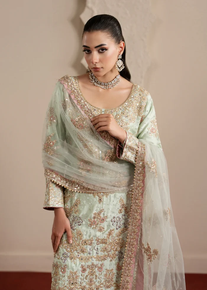 Haseens Official | 3 Piece Embroidered Straight cut kurta- Faha | Ready To Wear - Image 3