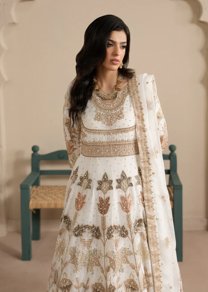 Haseens Official | 3 Piece Embroidered Flared maxi - Nooristaan | Ready To Wear - Image 2