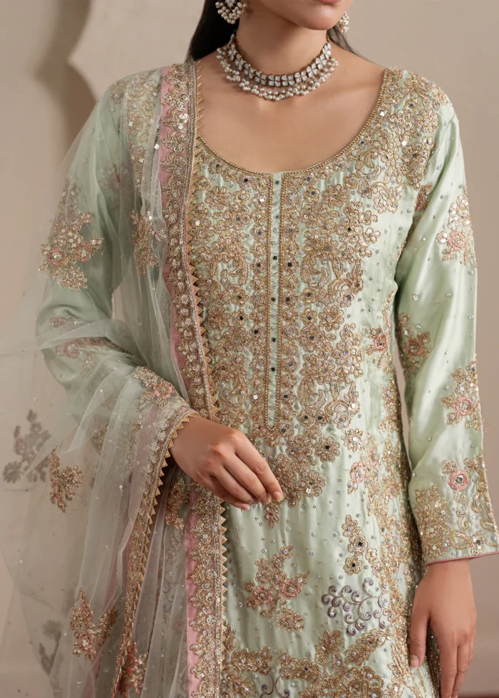 Haseens Official | 3 Piece Embroidered Straight cut kurta- Faha | Ready To Wear - Image 7