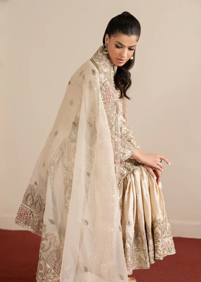 Haseens Official | 3 Piece Embroidered 	Flared gharara - Arsheen | Ready To Wear - Image 4