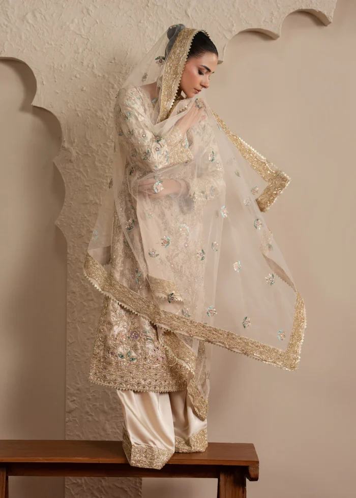 Haseens Official | 3 Piece Embroidered 	Straight kurta - Pariha | Ready To Wear - Image 7