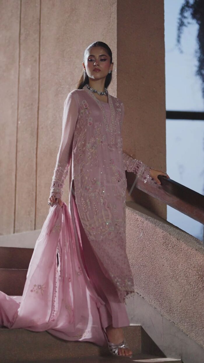 Naqshi | 3 Piece Lilac Khadi Net luxury pret – Anahi | Ready To Wear - Image 6