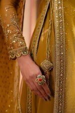 Naqshi | 3 Piece  Mustard Organza Frock – Mehrosh | Ready To Wear - Image 7