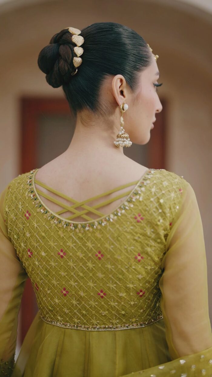 Naqshi | 3 Piece Mustard Organza luxury pret – Lehr | Ready To Wear - Image 5