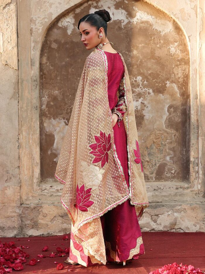 Ally's Official | 3 Piece Luxury raw silk shirt embroidered  |AL-4259 Rut | Ready To Wear - Image 2