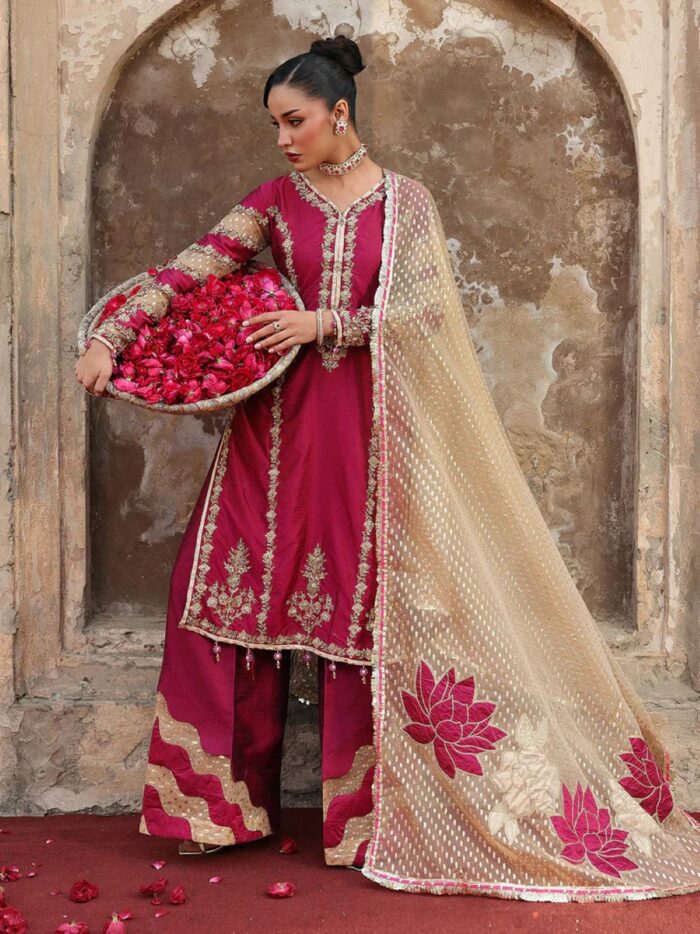 Ally's Official | 3 Piece Luxury raw silk shirt embroidered  |AL-4259 Rut | Ready To Wear - Image 4