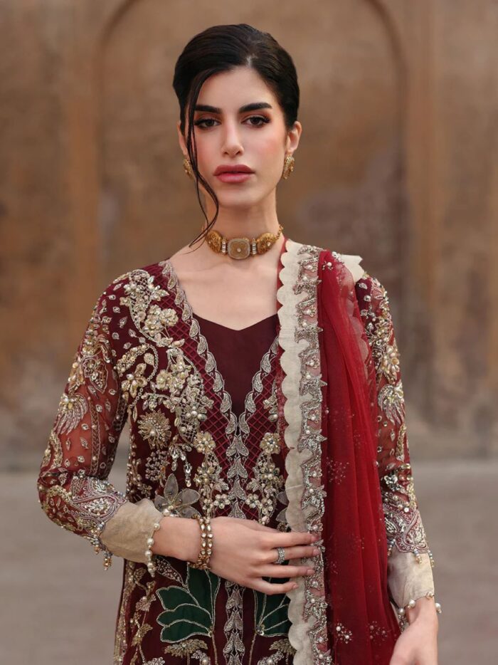 Ally's Official | 3 Piece Luxury Organza shirt embroidered  |AL-4264 Mehav | Ready To Wear - Image 3