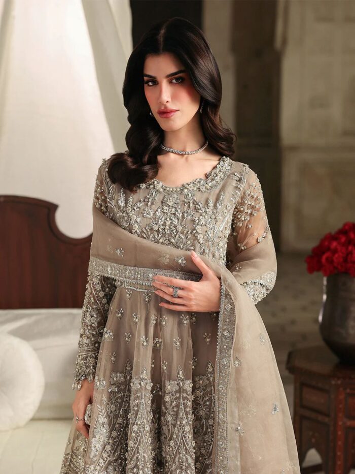 Ally's Official | 3 Piece Luxury Organza peplum embroidered  |AL-4265 Mayal | Ready To Wear - Image 2