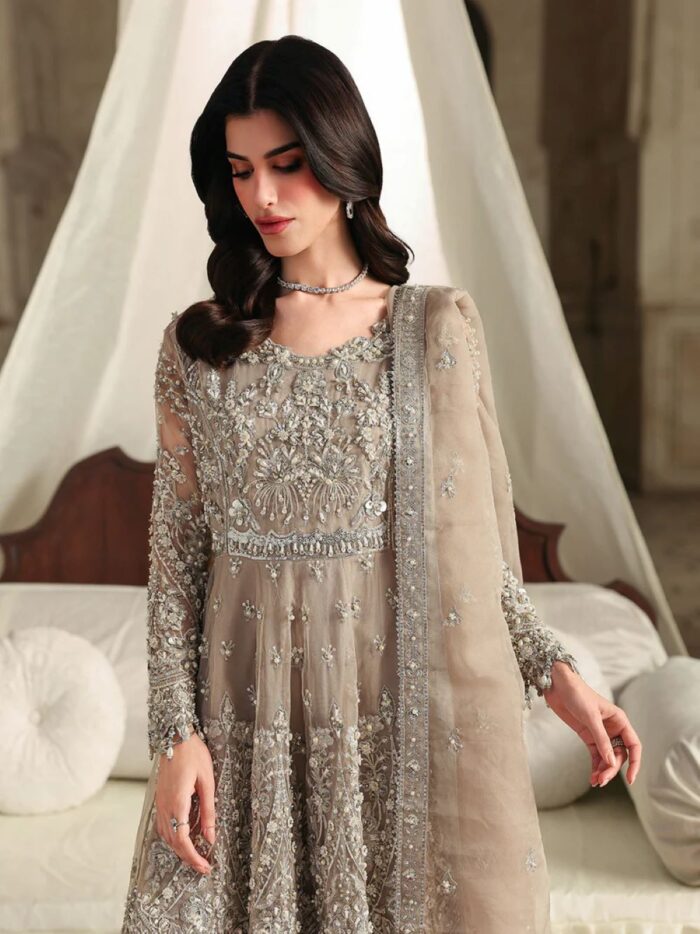Ally's Official | 3 Piece Luxury Organza peplum embroidered  |AL-4265 Mayal | Ready To Wear - Image 3