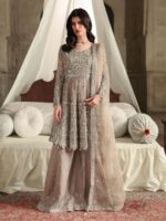 Ally's Official | 3 Piece Luxury Organza peplum embroidered  |AL-4265 Mayal | Ready To Wear - Image 4