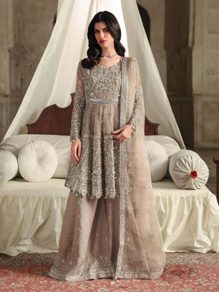 Ally's Official | 3 Piece Luxury Organza peplum embroidered  |AL-4265 Mayal | Ready To Wear - Image 4