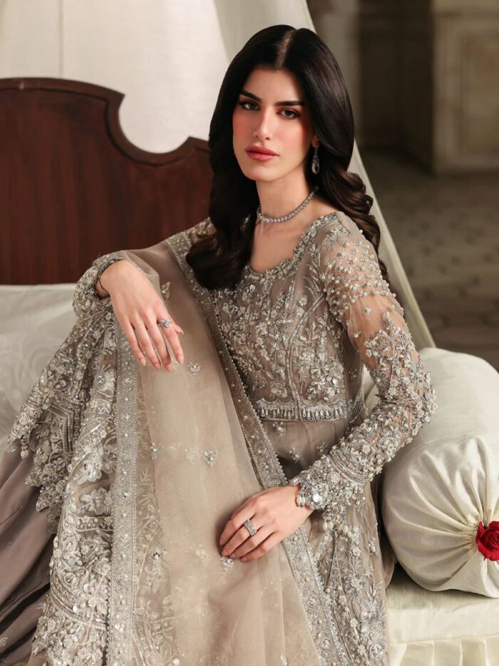 Ally's Official | 3 Piece Luxury Organza peplum embroidered  |AL-4265 Mayal | Ready To Wear - Image 5