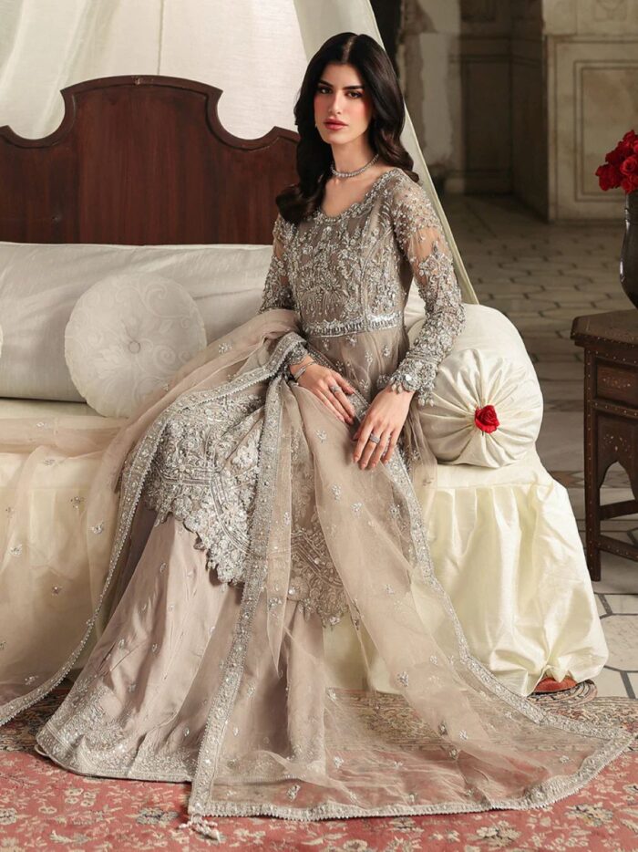 Ally's Official | 3 Piece Luxury Organza peplum embroidered  |AL-4265 Mayal | Ready To Wear - Image 6