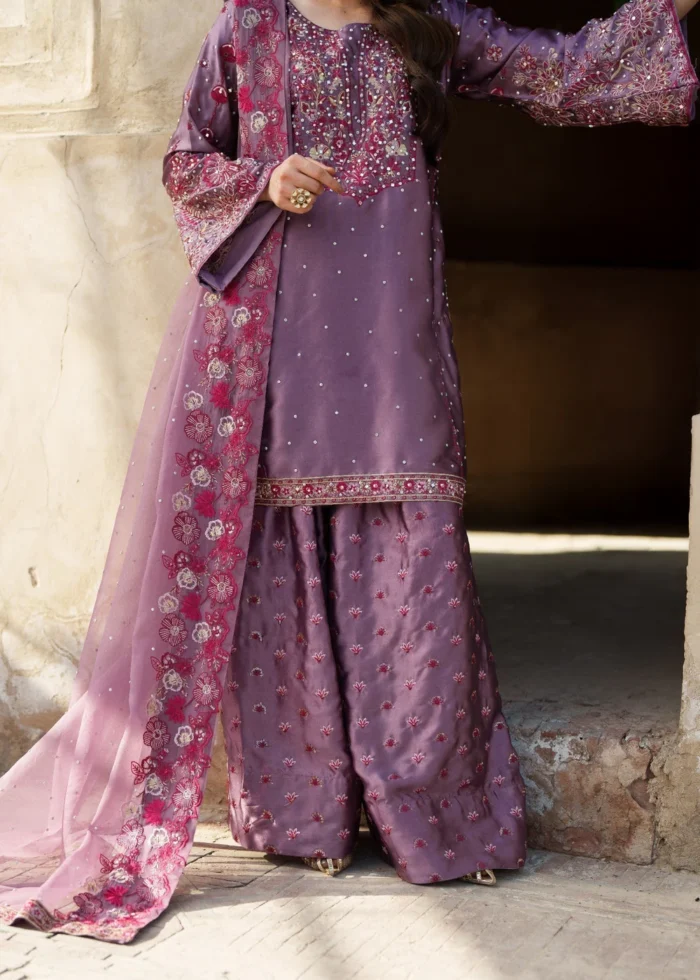 Haseens Official | 3 Piece Embroidered Straight cut kurta - Banafsha | Ready To Wear - Image 2