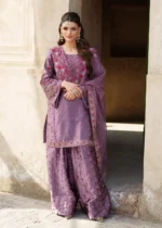Haseens Official | 3 Piece Embroidered Straight cut kurta - Banafsha | Ready To Wear - Image 3
