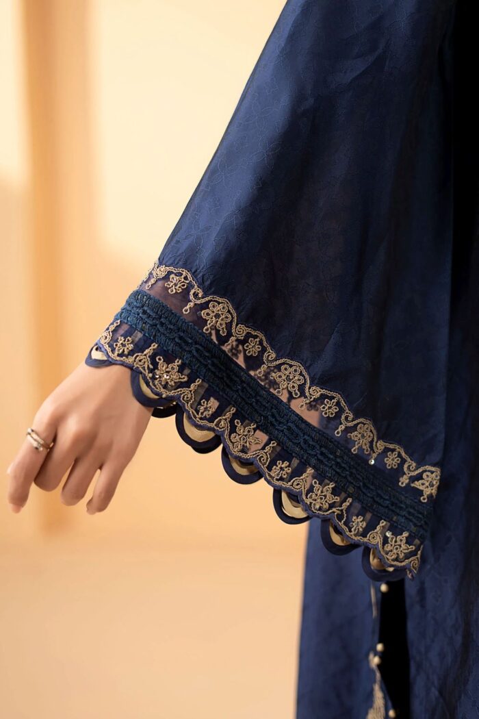 MARIA.B | 3 Piece Embroidered Self Tassel Silk Suit -MST-EF26-11-Blue | Ready To Wear - Image 5