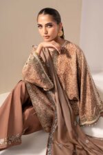 MARIA.B | 3 Piece Embroidered Silk Suit -MST-EF26-18-Brown | Ready To Wear - Image 3