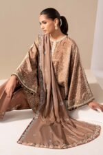 MARIA.B | 3 Piece Embroidered Silk Suit -MST-EF26-18-Brown | Ready To Wear - Image 5