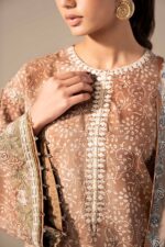 MARIA.B | 3 Piece Embroidered Silk Suit -MST-EF26-18-Brown | Ready To Wear - Image 6