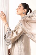 MARIA.B | 3 Piece Embroidered Self Tassel Silk Suit -MST-EF26-10-Grey | Ready To Wear - Image 3