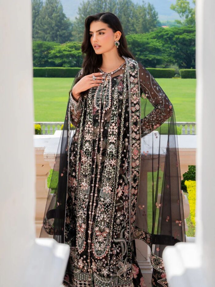 Ally's Official | 3 Piece Luxury net Embroidered Suit | NOCTURNE | Ready To Wear - Image 2
