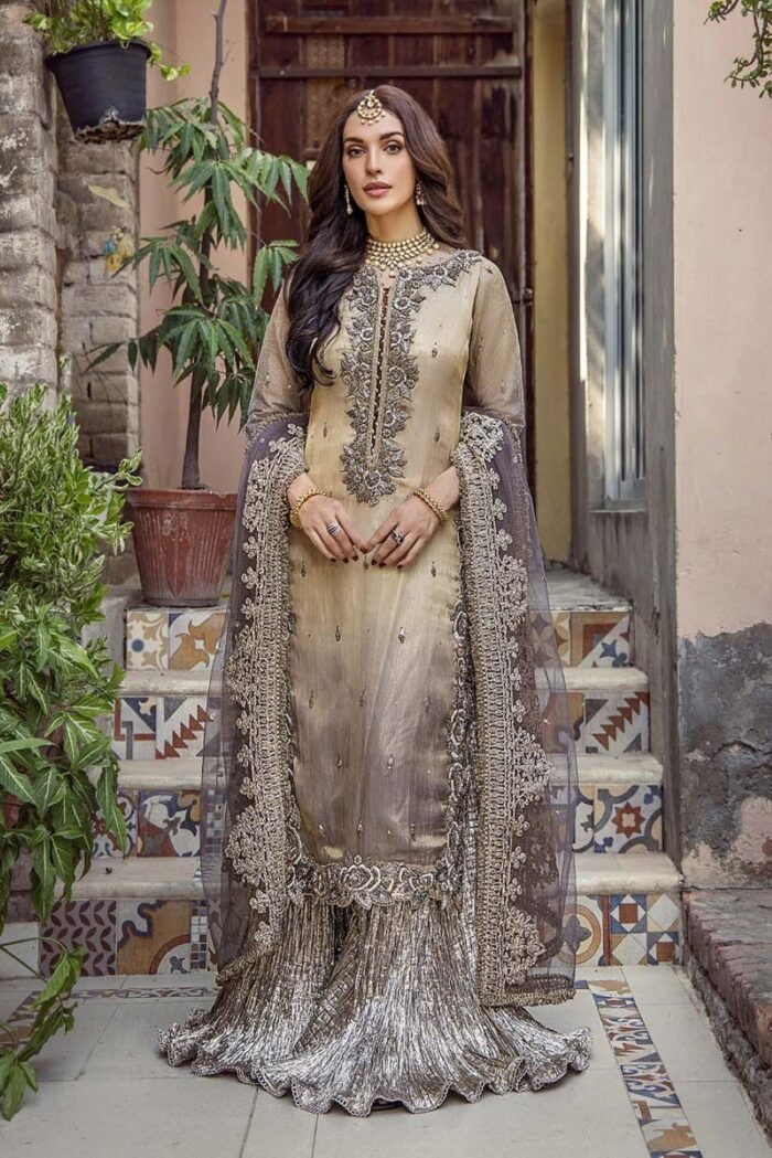 Khuda Baksh | 3 Piece Pure Resham Mesuri , Organza | P-260  | Ready To Wear - Image 5
