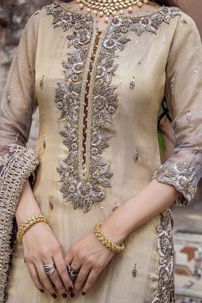 Khuda Baksh | 3 Piece Pure Resham Mesuri , Organza | P-260  | Ready To Wear - Image 6