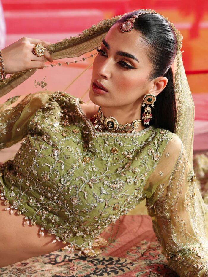 Ally's Official | 3 Piece Luxury Organza lehenga Embroidered   | AR-178 Reet | Ready To Wear - Image 4