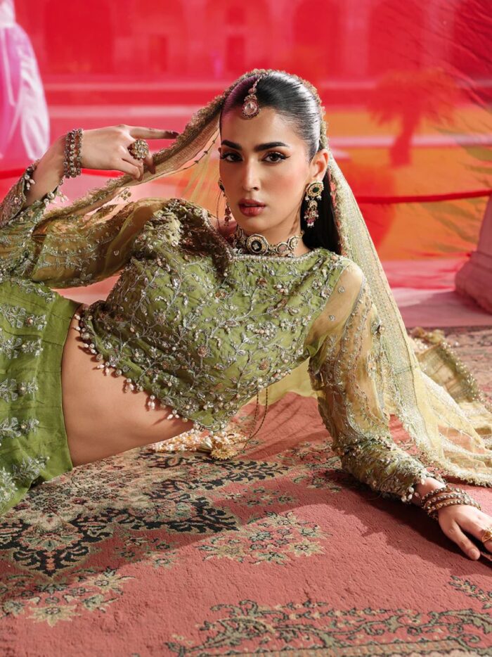Ally's Official | 3 Piece Luxury Organza lehenga Embroidered   | AR-178 Reet | Ready To Wear - Image 5