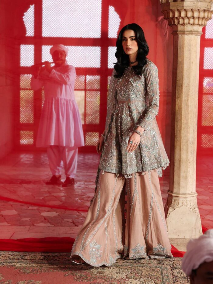 Ally's Official | 3 Piece Luxury Khadi Net peplum Embroidered   | AR-168 Mira | Ready To Wear - Image 4