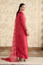MARIA.B | 3 Piece Embroidered Tissue Silk Suit -SF-EA26-12-Pink  | Ready To Wear - Image 4