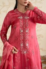 MARIA.B | 3 Piece Embroidered Tissue Silk Suit -SF-EA26-12-Pink  | Ready To Wear - Image 2
