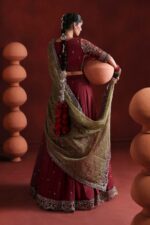 MARIA.B | 3 Piece Embroidered Raw Silk Suit -SF-EA26-27-Maroon | Ready To Wear - Image 5