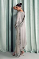MARIA.B | 3 Piece Embroidered Tissue Silk Suit -SF-EA26-37-Grey  | Ready To Wear - Image 4