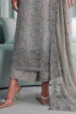 MARIA.B | 3 Piece Embroidered Tissue Silk Suit -SF-EA26-37-Grey  | Ready To Wear - Image 8