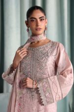 MARIA.B | 3 Piece Embroidered Raw Silk Suit -SF-EA26-37-Pink | Ready To Wear - Image 5