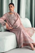 MARIA.B | 3 Piece Embroidered Raw Silk Suit -SF-EA26-37-Pink | Ready To Wear - Image 7