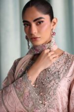 MARIA.B | 3 Piece Embroidered Raw Silk Suit -SF-EA26-37-Pink | Ready To Wear - Image 8